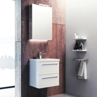 Servantskap <strong>Brook</strong>  Hvit Blank 50x38 cm med Handfat Hvit & Håndtaken Krom
