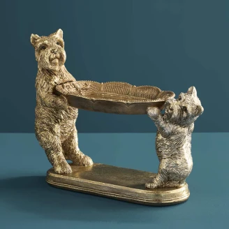 Werner Voss Dekorasjonsfigur med Holder <strong>Dogs</strong>  Gull