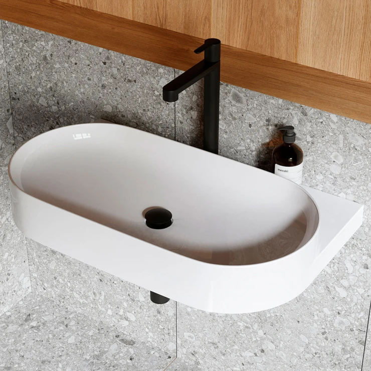 Ravak Servant Yard 80 cm med Svart Konsol, Vannlås og Bunnventil