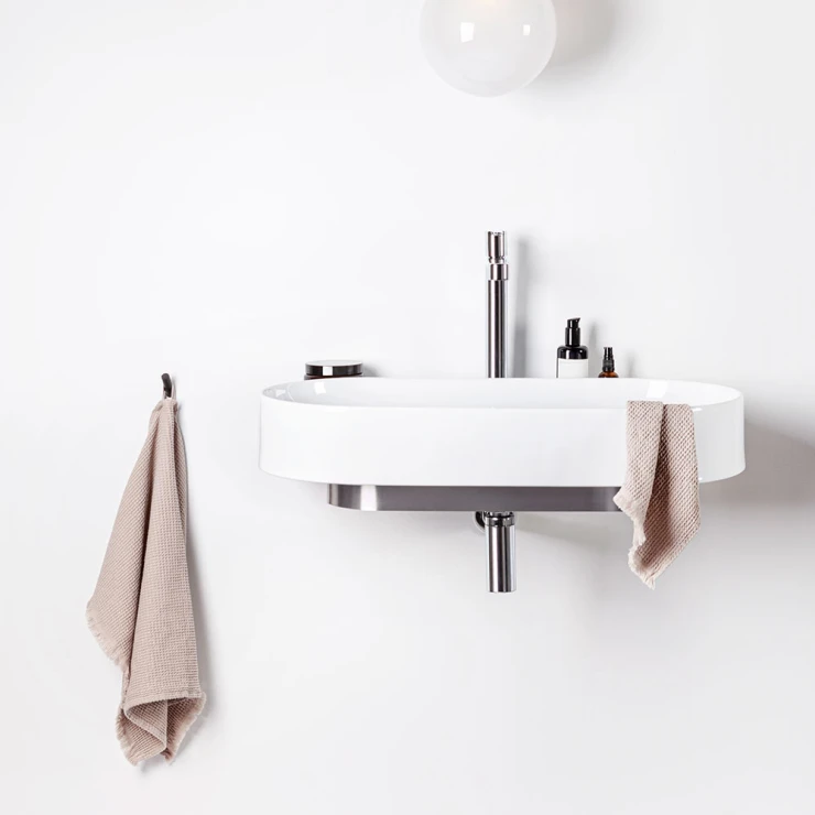 Ravak Servant Yard 80 cm med Rustfritt Stål Konsol, Vannlås og Bunnventil