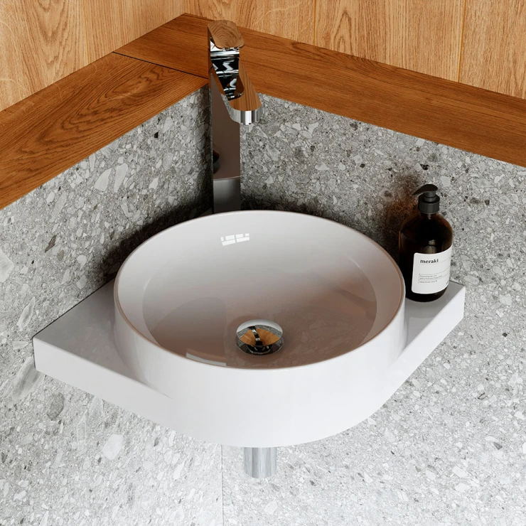 Ravak Servant Yard 45 cm med Rustfritt Stål Konsol, Vannlås og Bunnventil