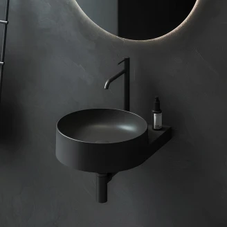 Ravak Servant Svart <strong>Yard</strong>  40 cm med Svart Konsoll, Vannlås og Bunnventil