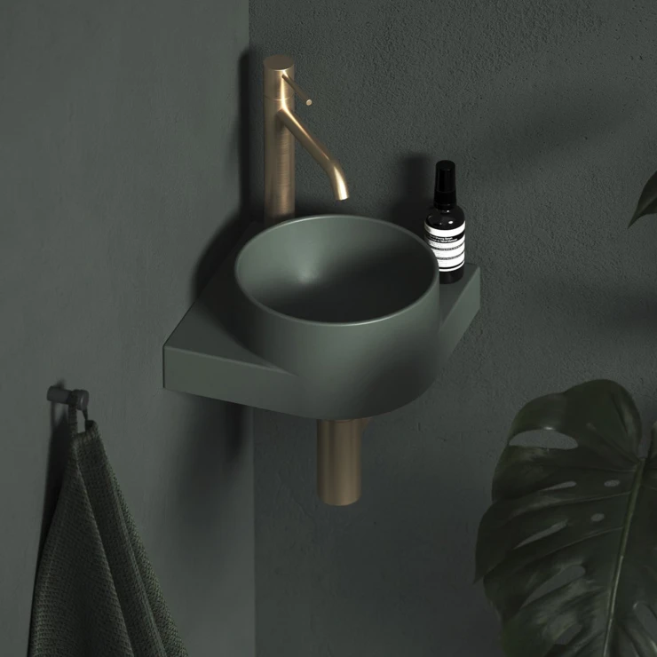 Ravak Servant Grønn Yard 28 cm med Bunnventil og Rustfritt stål Konsoll
