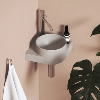 Ravak Servant Lys grå <strong>Yard</strong>  28 cm med Bunnventil og Rustfritt stål Konsoll