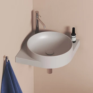 Ravak Servant Lys grå <strong>Yard</strong>  45 cm med Bunnventil og Svart Konsoll