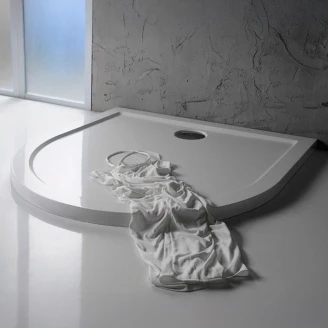 Gjutmarmor Dusjkar D-formad <strong>Fjordis</strong>  90x90 cm Hvit Blank