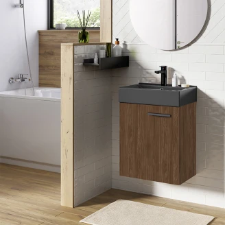 Servantskap <strong>Petit</strong>  Valnøtt Matt 45 cm med Servant Antrasitt Matt