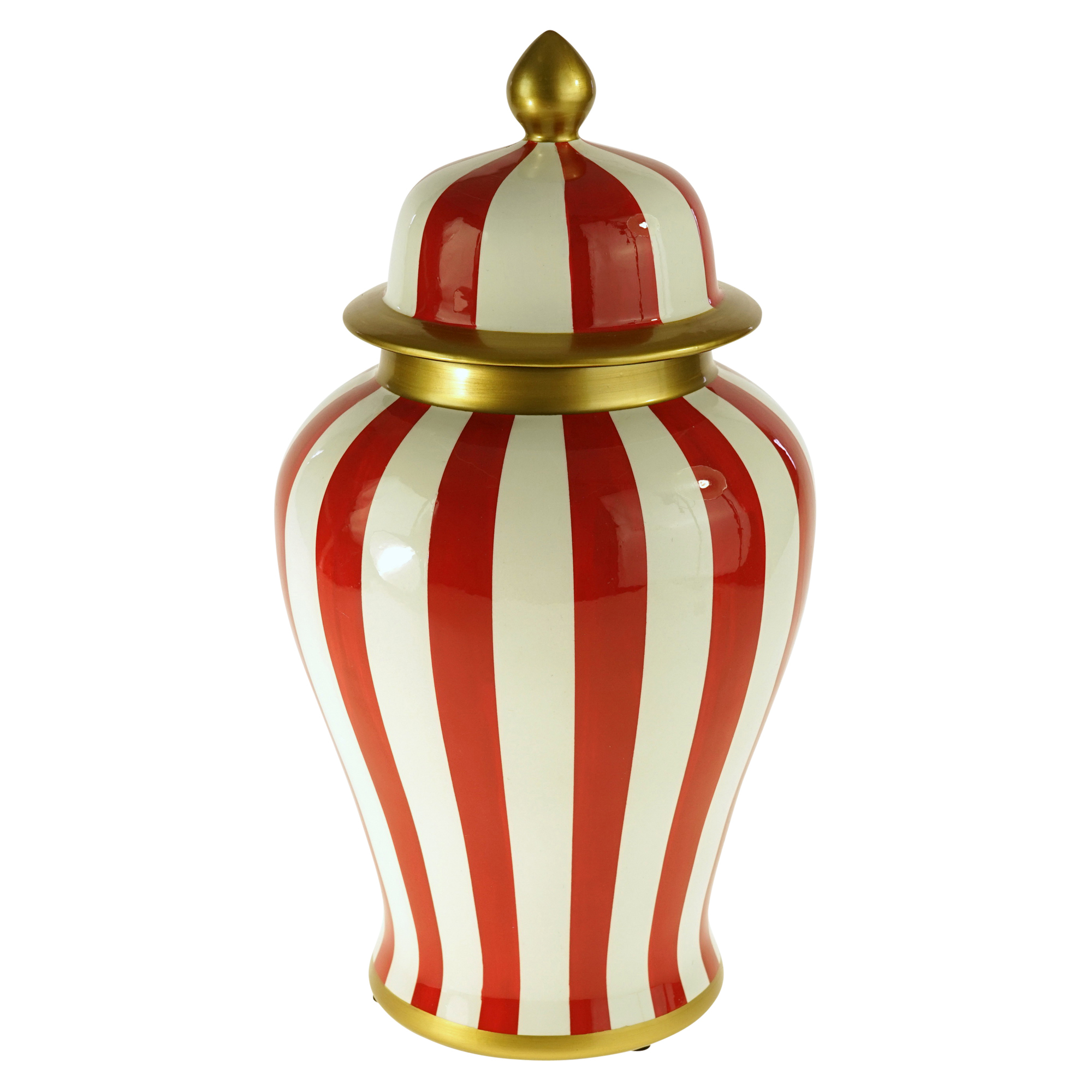 Werner Voss Vase med Lokk Striped Rød, Hvit Blank