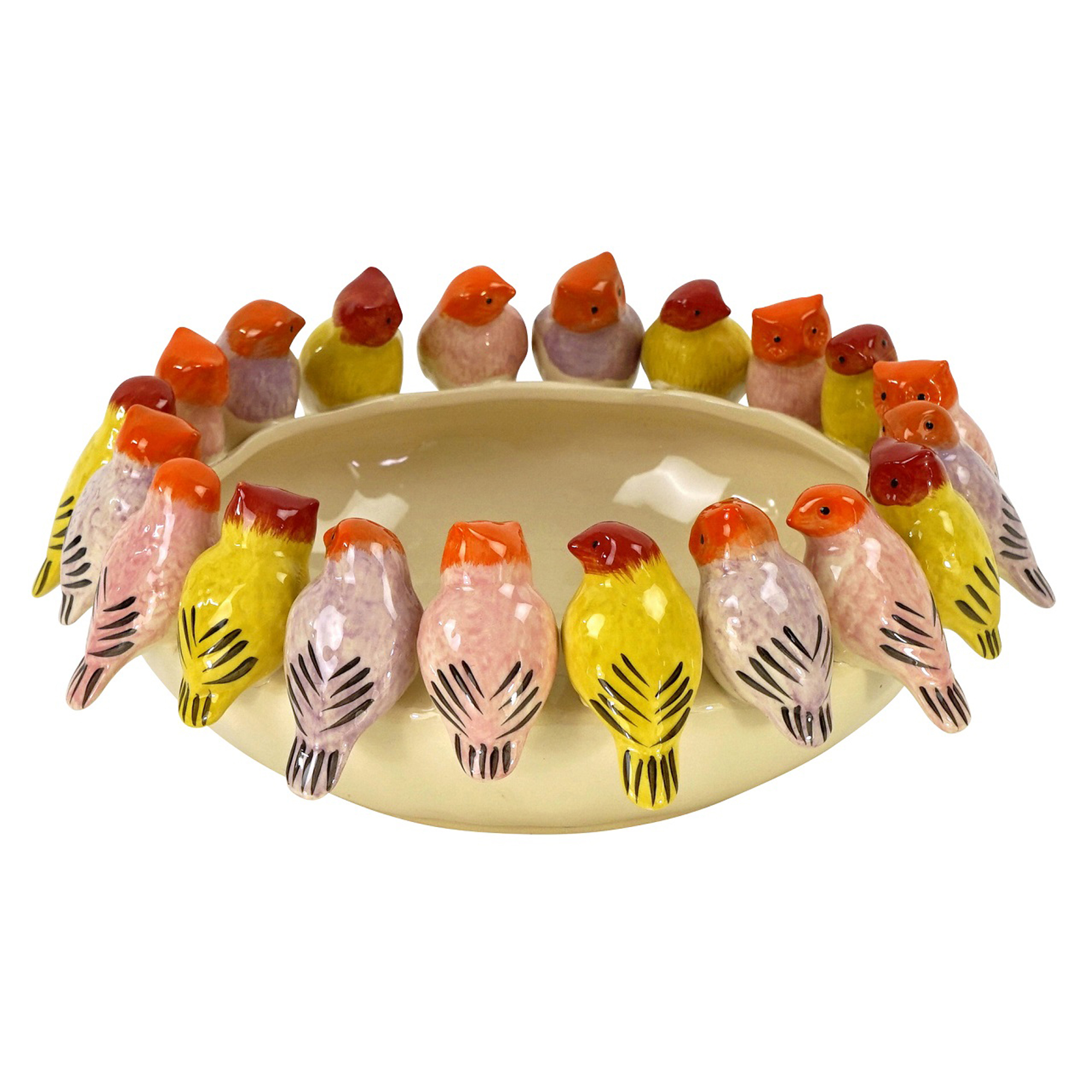 Werner Voss Skål Bowl with Birds Beige, Flerfarget