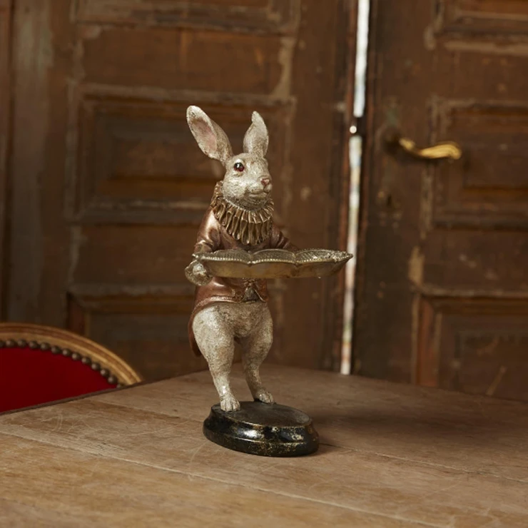 Werner Voss Dekorasjonsfigur med Holder Rabbit Hvit, Gull