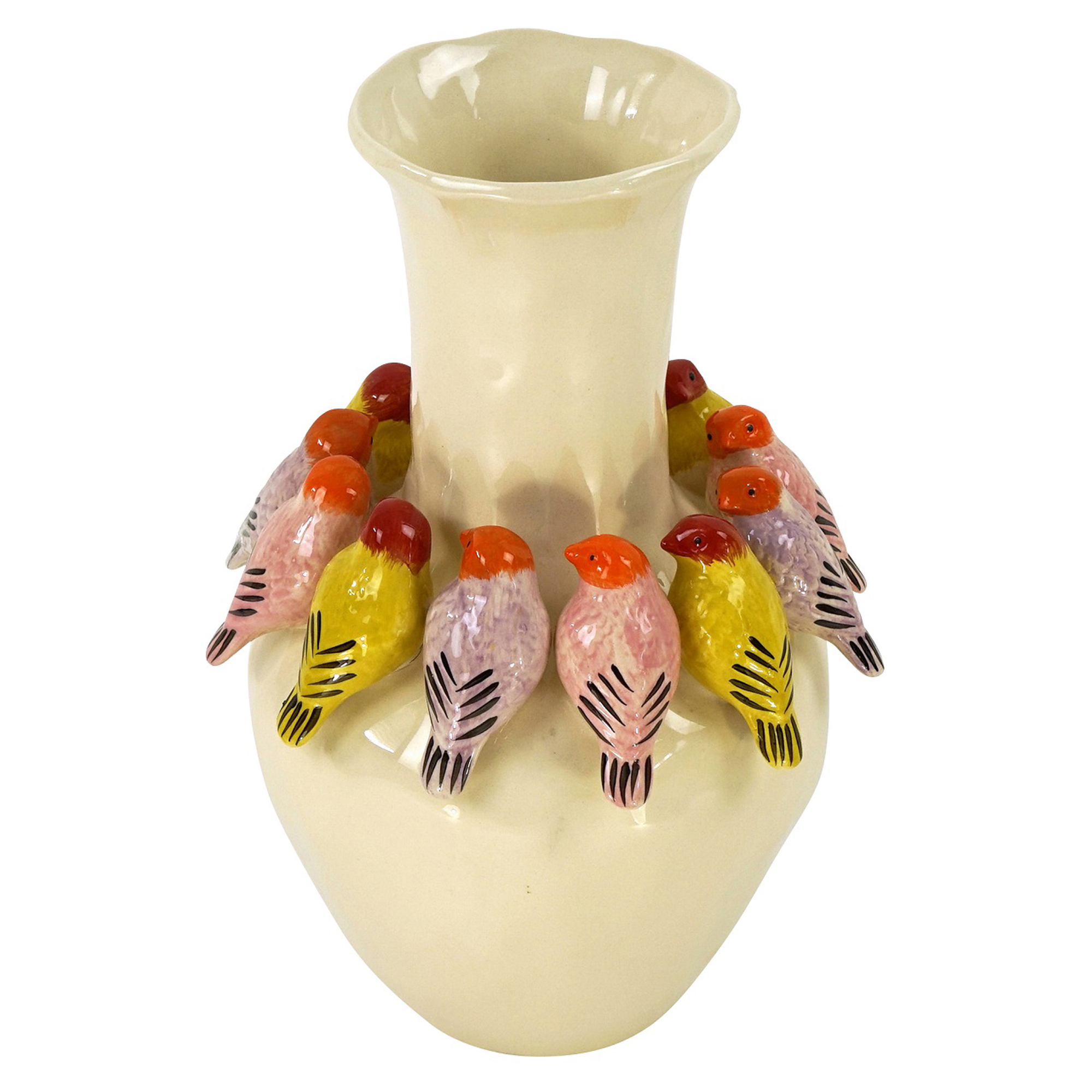 Werner Voss Vase Birds Beige, Flerfarget
