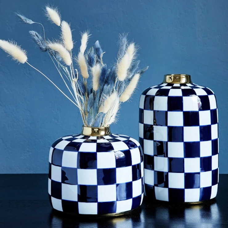 Werner Voss Vase Harlekin Blå, Hvit