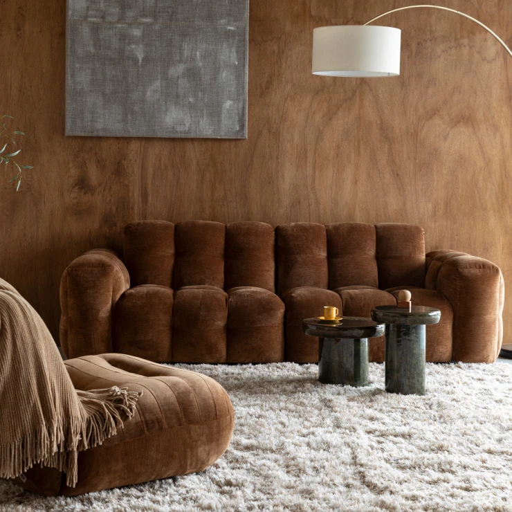 Dutchbone Sofa 3-seter Hackman Lysbrun Fløyel