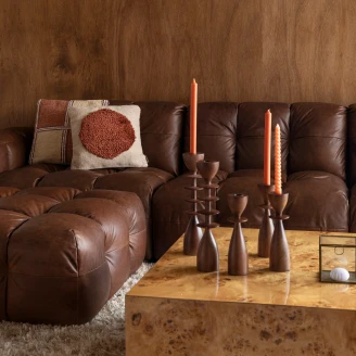 Dutchbone Sofa 4,5-seter Hackman Lysbrun Lær