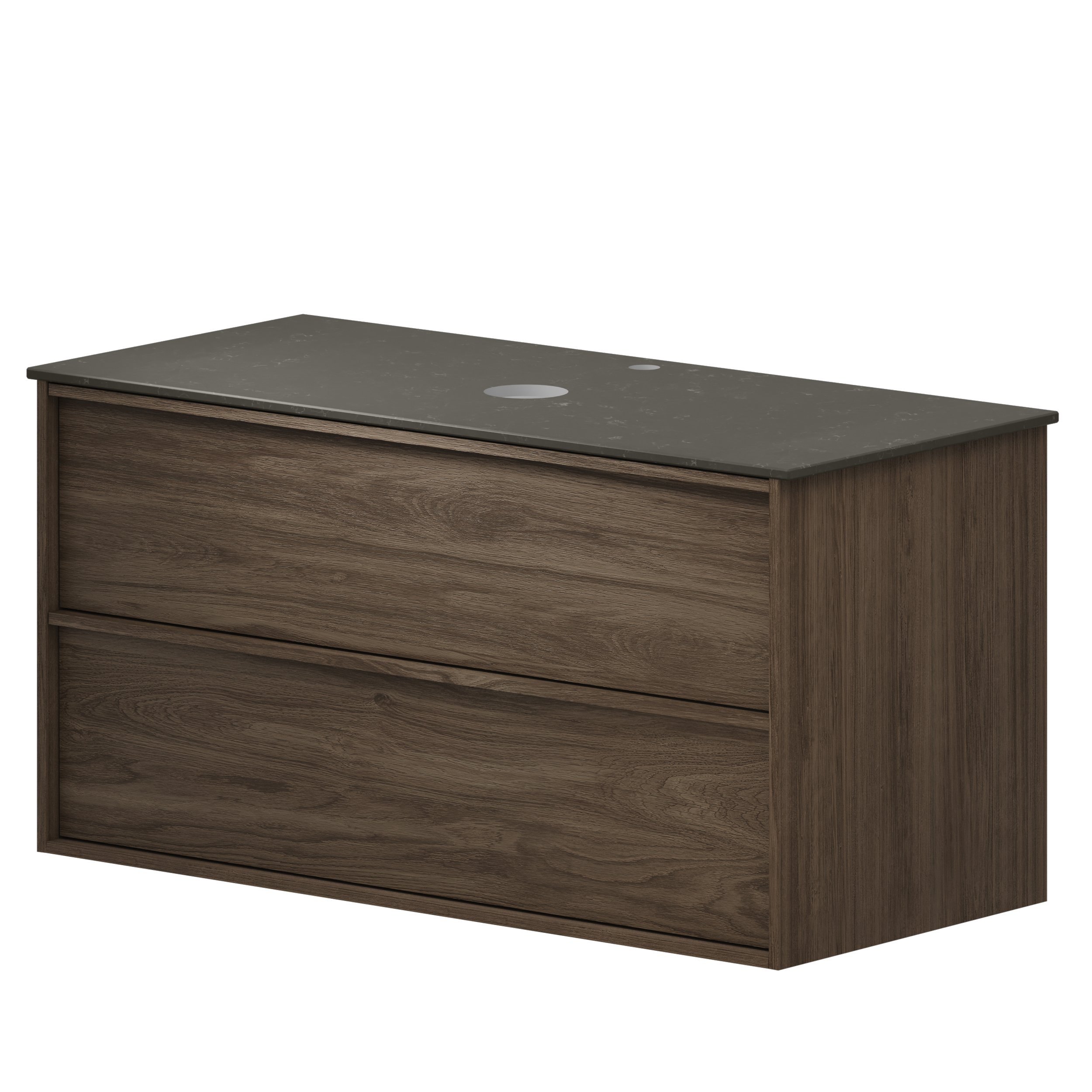 Servantskap Ekskär Valnøtt 100 cm med Cosentino Benkplate Silestone Brun Polert