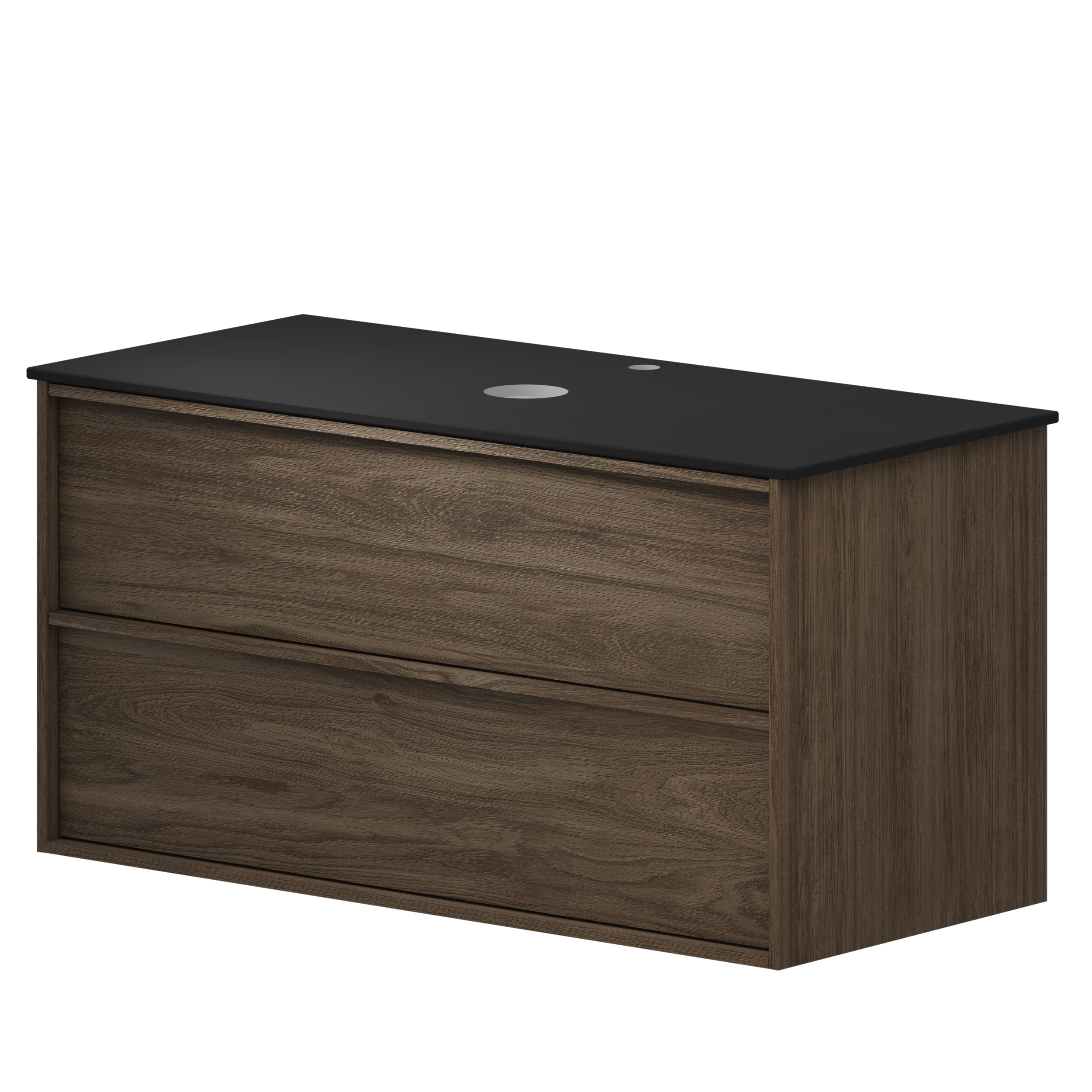 Servantskap Ekskär Valnøtt 100 cm med Cosentino Benkplate Dekton Svart Matt