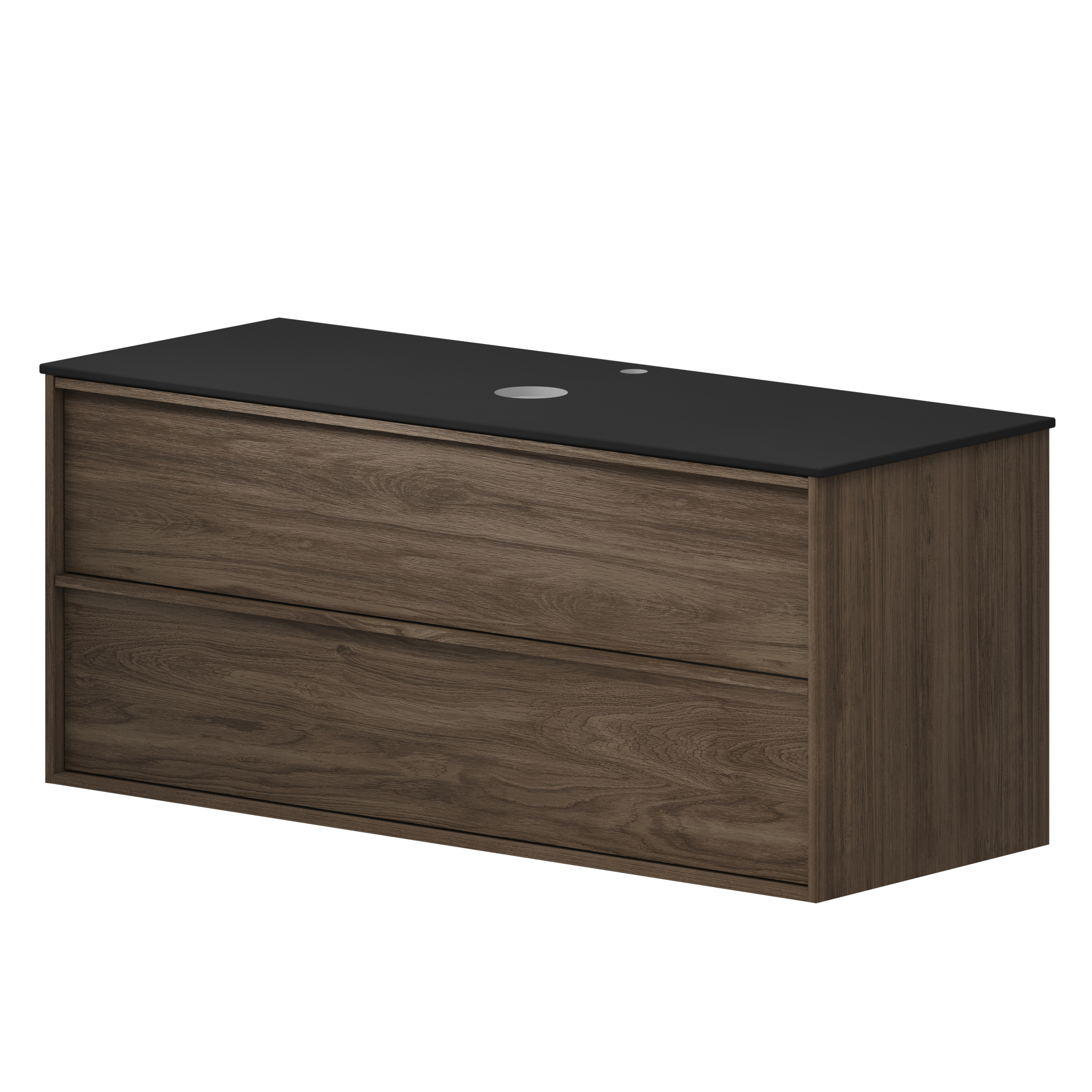 Servantskap Ekskär Valnøtt 120 cm med Cosentino Benkplate Dekton Svart Matt