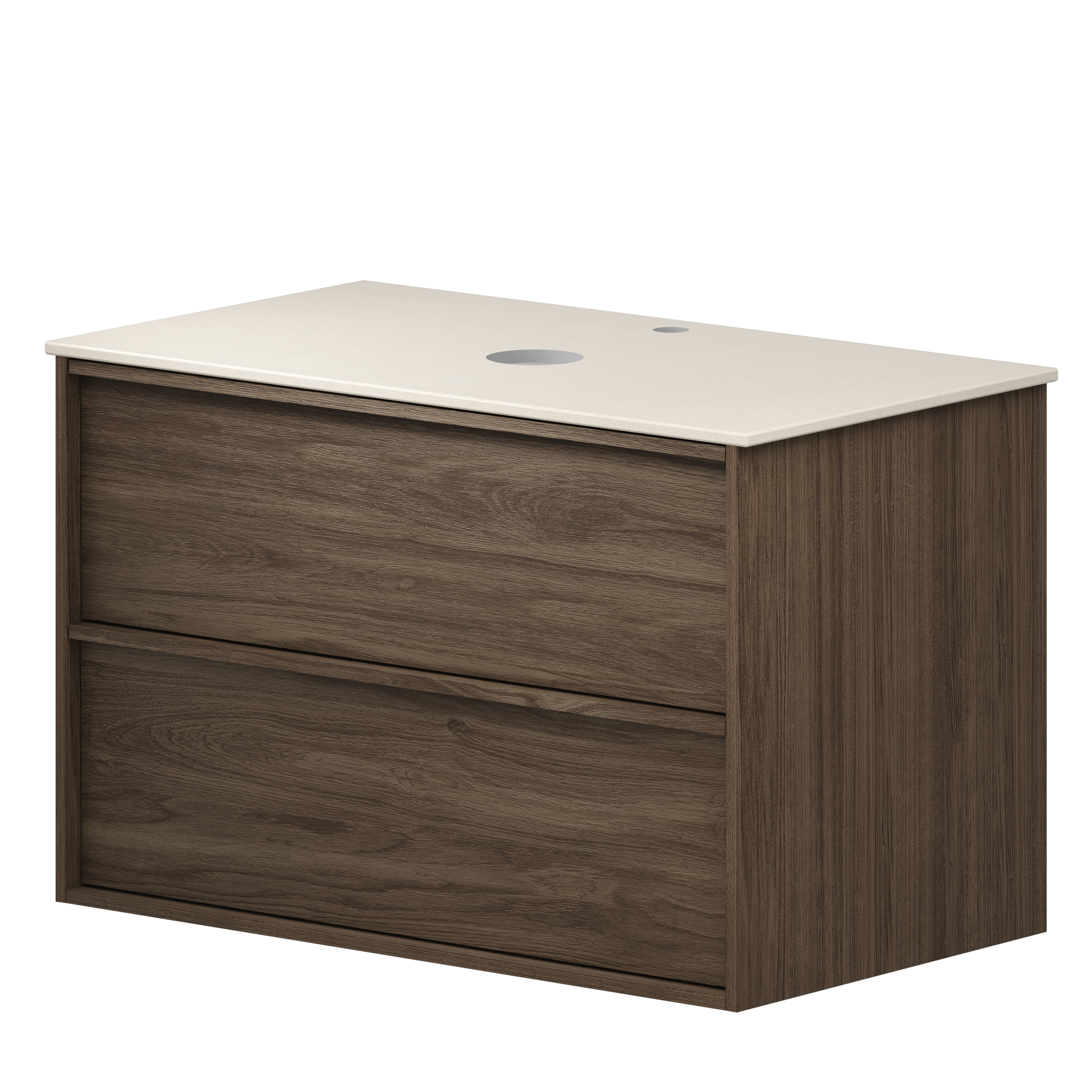 Servantskap Ekskär Valnøtt 80 cm med Cosentino Benkplate Silestone Lysbeige Polert
