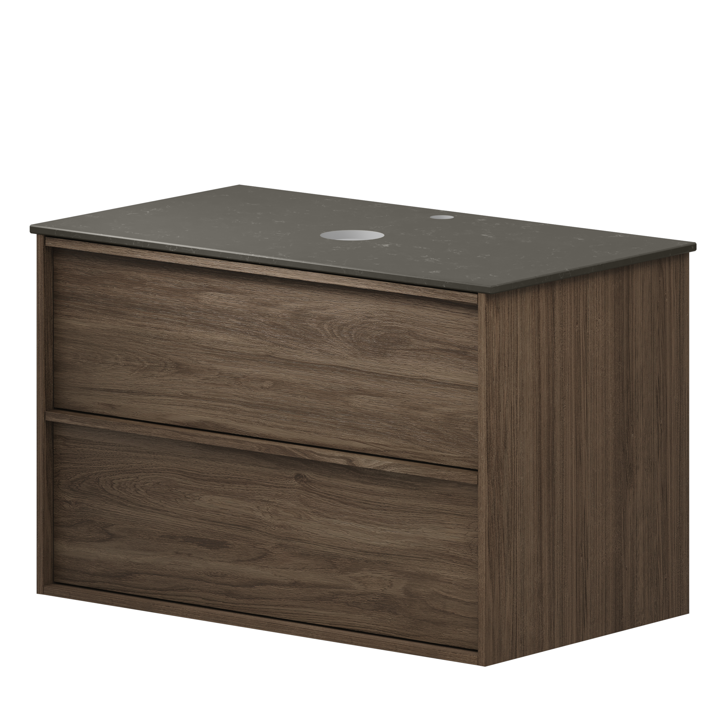 Servantskap Ekskär Valnøtt 80 cm med Cosentino Benkplate Silestone Brun Polert