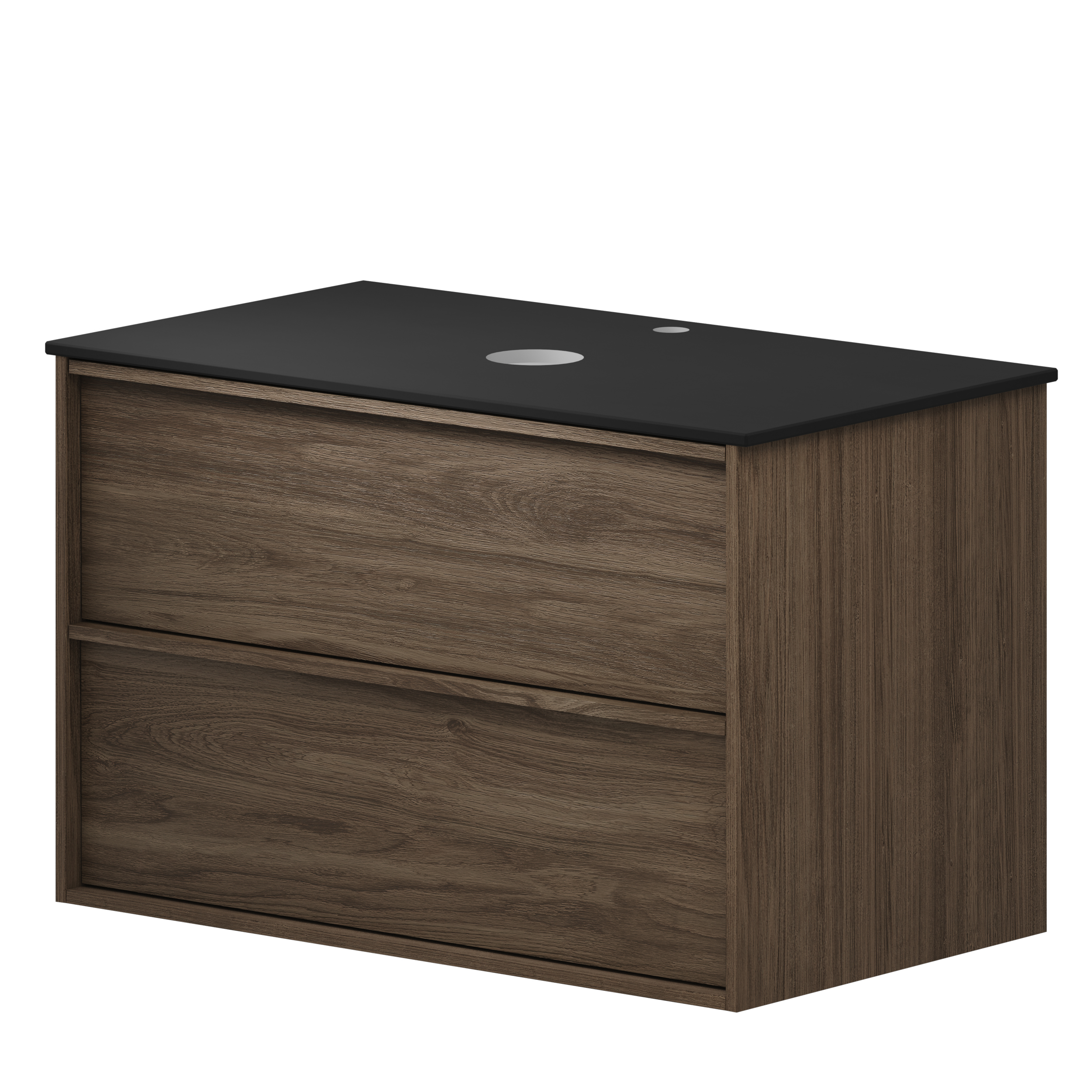 Servantskap Ekskär Valnøtt 80 cm med Cosentino Benkplate Dekton Svart Matt