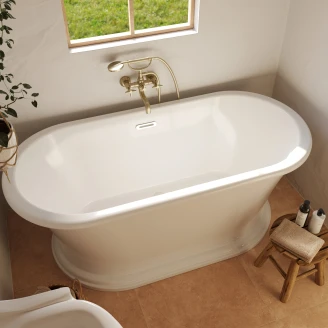 Badekar <strong>Esmeree</strong>  Hvit Blank 160 cm med Hvit Pop-up Bunnventil