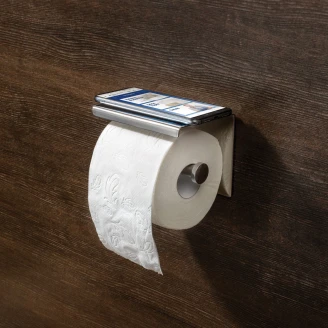 Toalettpapirholder med Hylle <strong>Round</strong> Krom Blank