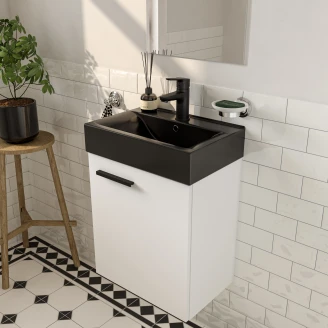 Servantskap <strong>Petit</strong>  Hvit Matt 45 cm med Servant Svart Matt