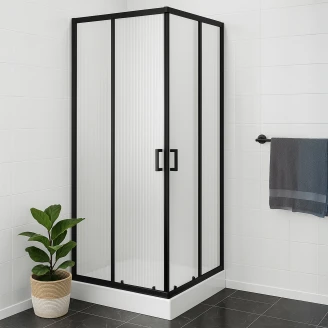 Dusjhjørne med Dusjkar <strong>Sirocco</strong>  90x90 cm Kvadratisk Svart Matt
