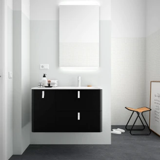 Servantskap <strong>Avrel</strong>  Svart Matt Venstre 90 cm med servant Hvit Matt