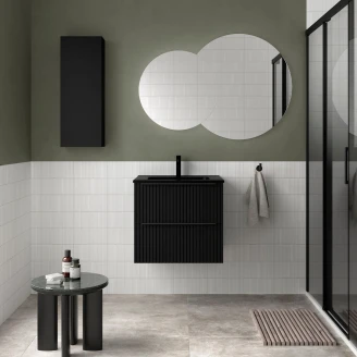 Servantskap <strong>Runa</strong>  Svart Matt 60 cm med 2 skuffer & Handfat Svart Matt