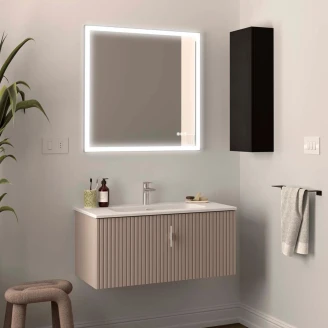 Servantskap <strong>Runa</strong>  Beige Matt 90 cm med servant Hvit Matt