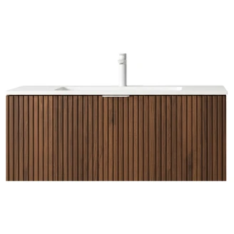 Servantskap <strong>Runa</strong>  Valnøtt Matt 100 cm med servant Hvit Matt