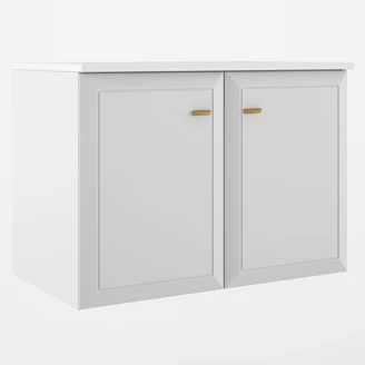Servantskap Gold <strong>Tandem</strong>  Hvit Matt 80 cm med Två Dørar med Servant Hvit Blank