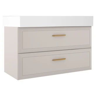 Servantskap Gold <strong>Tandem</strong>  Beige Matt 100 cm med Butler Servant Hvit Blank