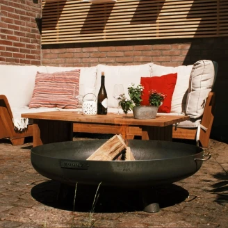 Grillset t med Ildskål Cortenstål med Fot 80 cm & Halvrund Grillrist