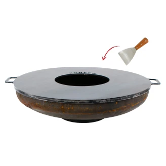 BonFeu Sæt med BonBowl Ildskål Cortenstål 120 cm, Stegespatel & Plancha