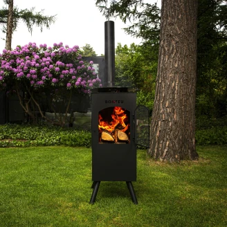 BonFeu Grillset t med BonCarre Ildsted Sort, Plancha, Skorstein L, Regnhette & Trekk