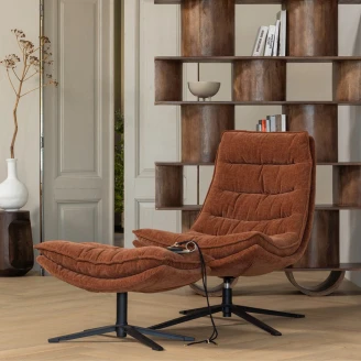 Woood Loungestol med Fotskammel <strong>Kube</strong>  Brun