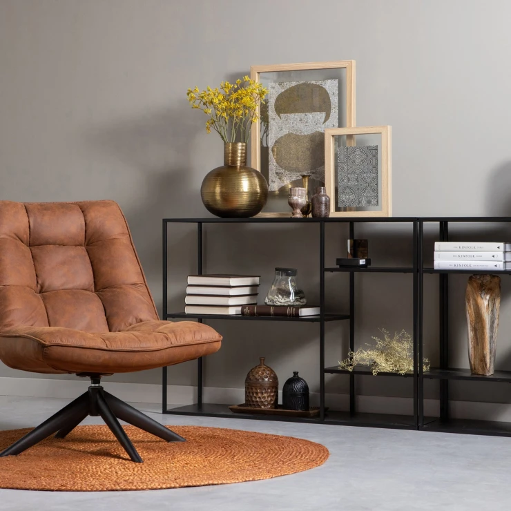 Woood Loungestol Jouke Cognac