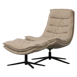 Woood Loungestol med Fotskammel <strong>Kube</strong>  Beige