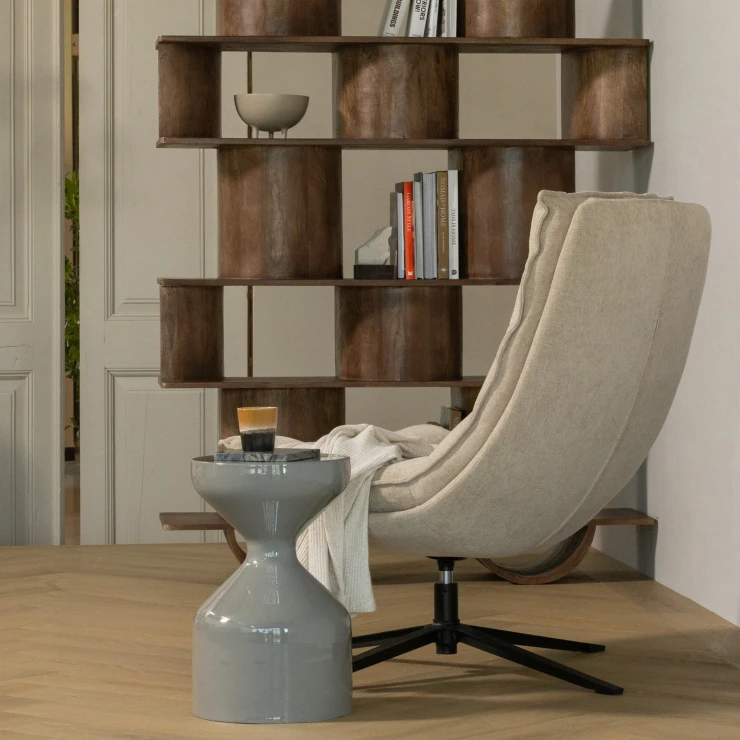 Woood Loungestol med Fotskammel Kube Beige