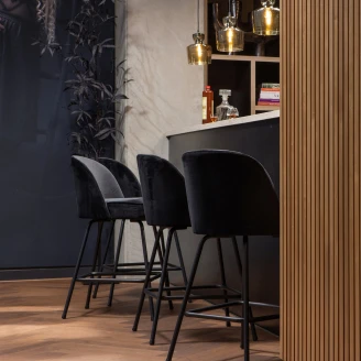 Woood Barstol <strong>Vogue Alpha</strong>  Svart Fløyel 65 cm