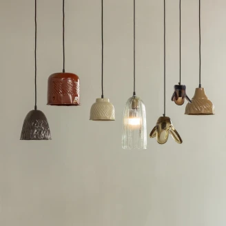 Woood Hengende Lampe Arleso Oransje, Brun