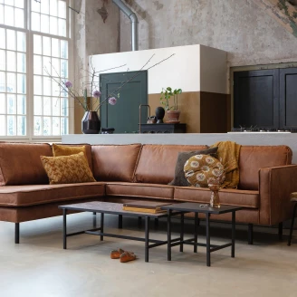 Woood Hjørnesofa Venstre <strong>Rodeo</strong>  Cognac Eco-Lær