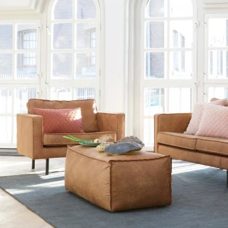 Woood Sittepuff <strong>Rodeo</strong>  Cognac Eco-Lær