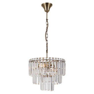 Hængelampe <strong>Brenza</strong>  M Transparent Krystal, Antik Bronze Blank Ø 36 cm