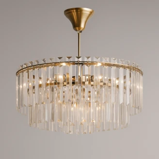 Taklampe <strong>Brenza</strong>  M Transparent Krystall, Antikkbronse Blank Ø 48 cm