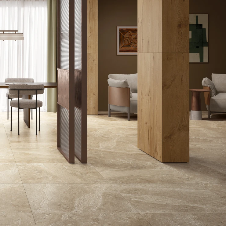 Gulvflis Lithos Beige Matt Struktur 3D 90x90 cm