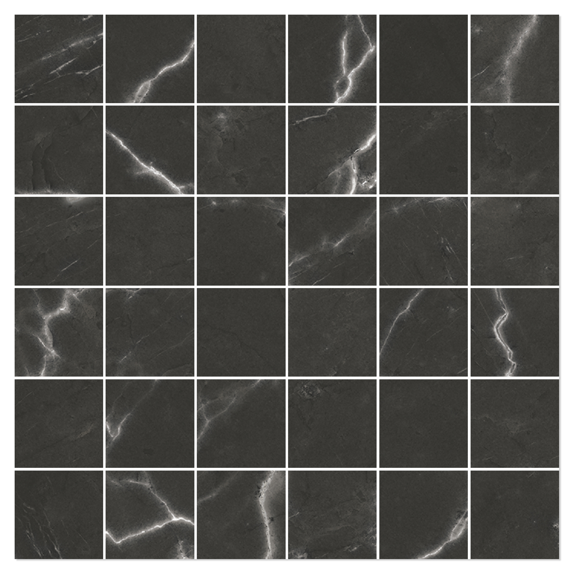 Marmor Mosaikkflis Venata Svart Matt-Sateng 30x30 (5x5) cm