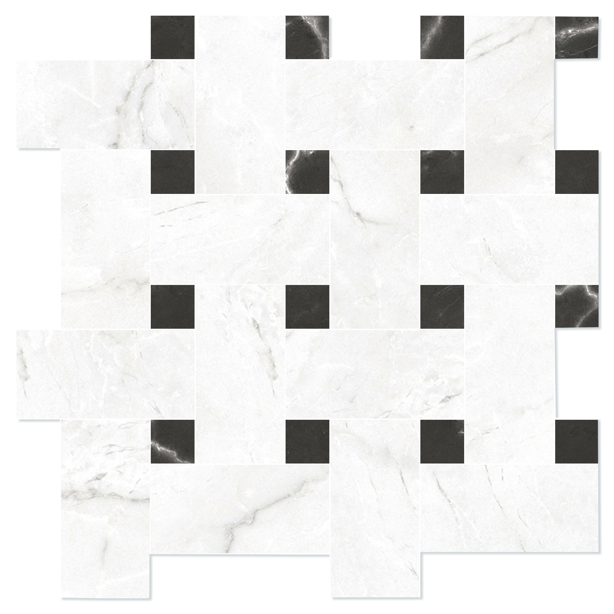 Marmor Mosaikk Gulvflis Venata Hvit-Grå Strikk Matt-Sateng 30x30 cm
